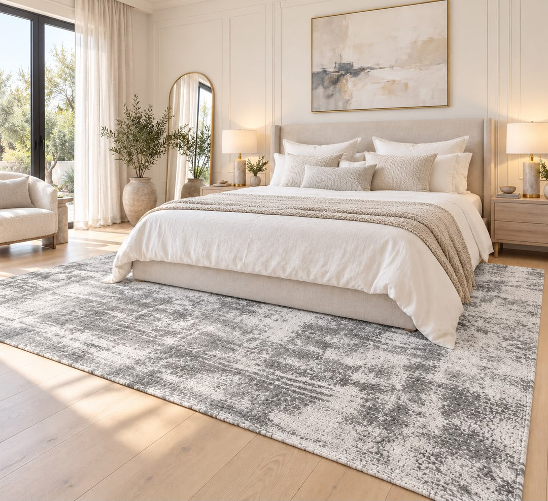 Amora Blade Grey Silver Handloom Rug – 100% Viscose
