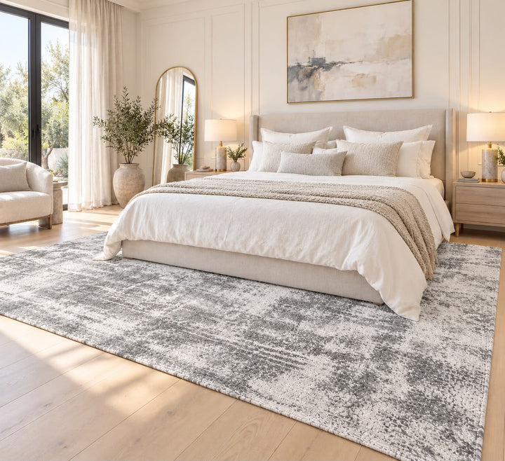 Amora Blade Grey Silver Handloom Rug – 100% Viscose