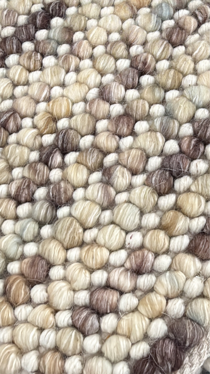 Pebbles Cherry Multi Beige Brown Ivory Hand Woven Wool Rug