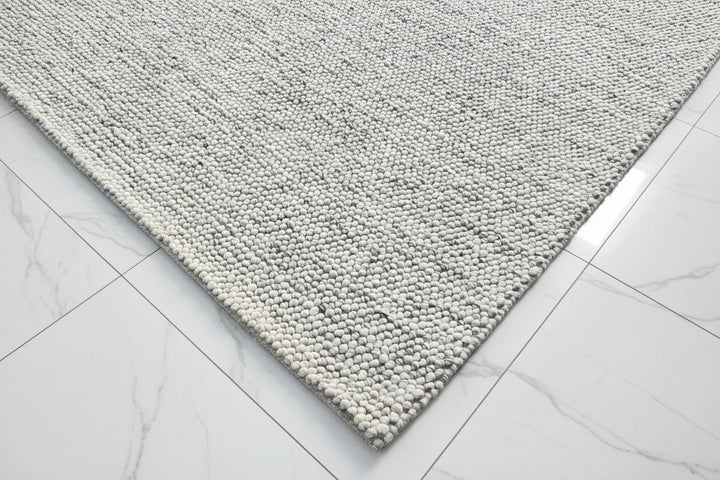 Pebbles Ice Ivory white Grey Hand-Woven wool Rug