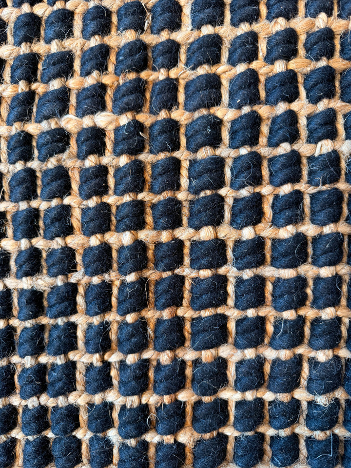 Arabella Style Black 70% Wool 30% Jute Floor Rug