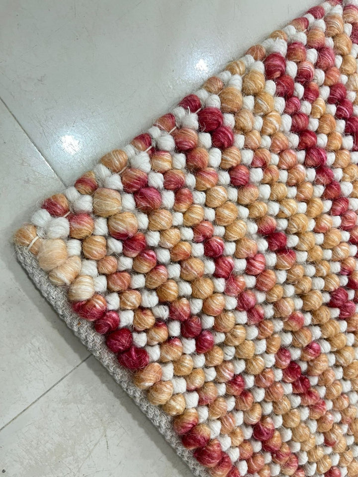 Pebbles Cherry Orange and Red Hand Woven Wool Rug