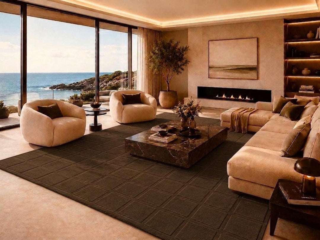Forma Modern Rug 100% Wool Brown Chocolate Color Hand Tufted Rug