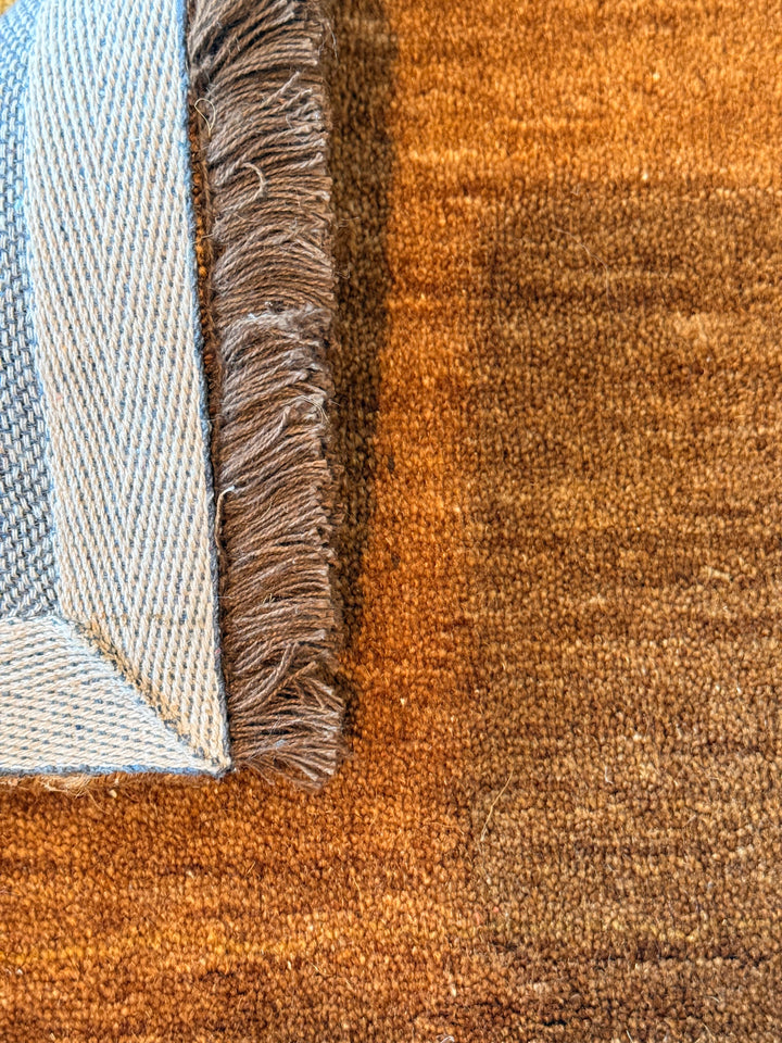 Veloura Burnt Amber Color Handloom Knotted Rug 100% Pure Wool
