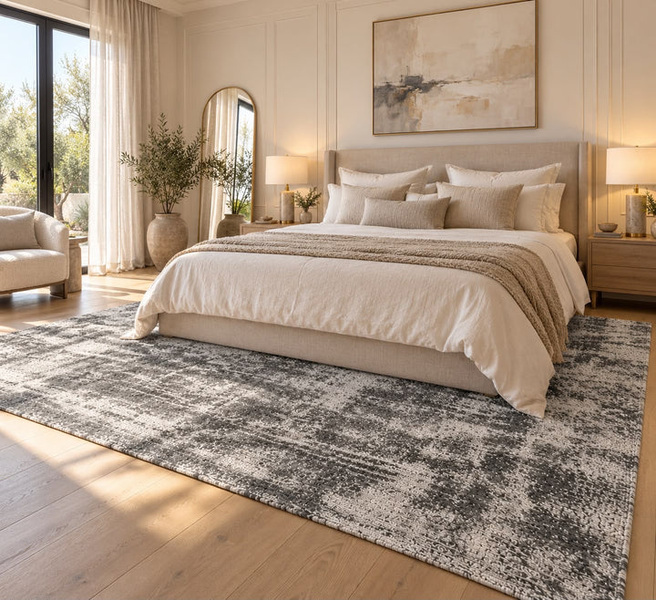 Amora Blade Charcoal Handloom Rug – 100% Viscose