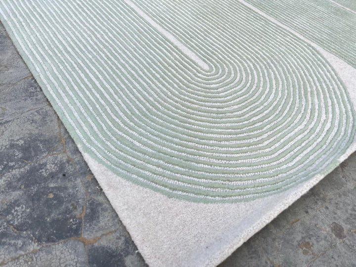 ARIA Viper Modern Rug 100% Wool Soft Fern Green Hand Tufted Rug