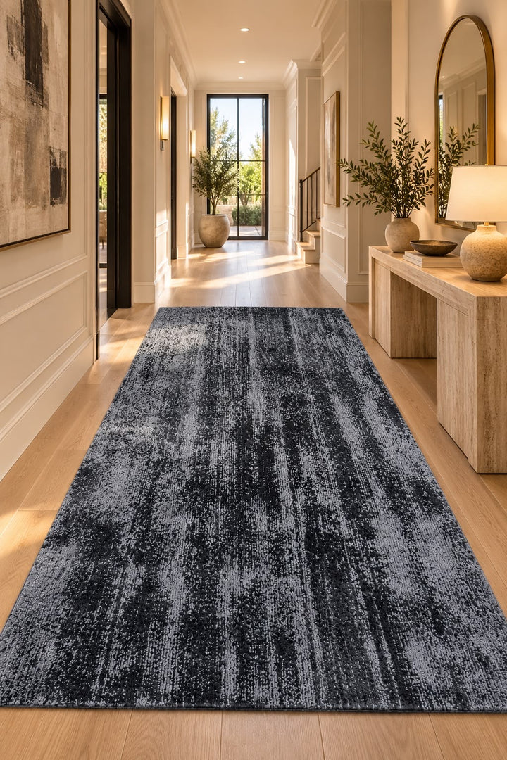 Amora Blade Dark Navy Handloom Rug – 100% Viscose