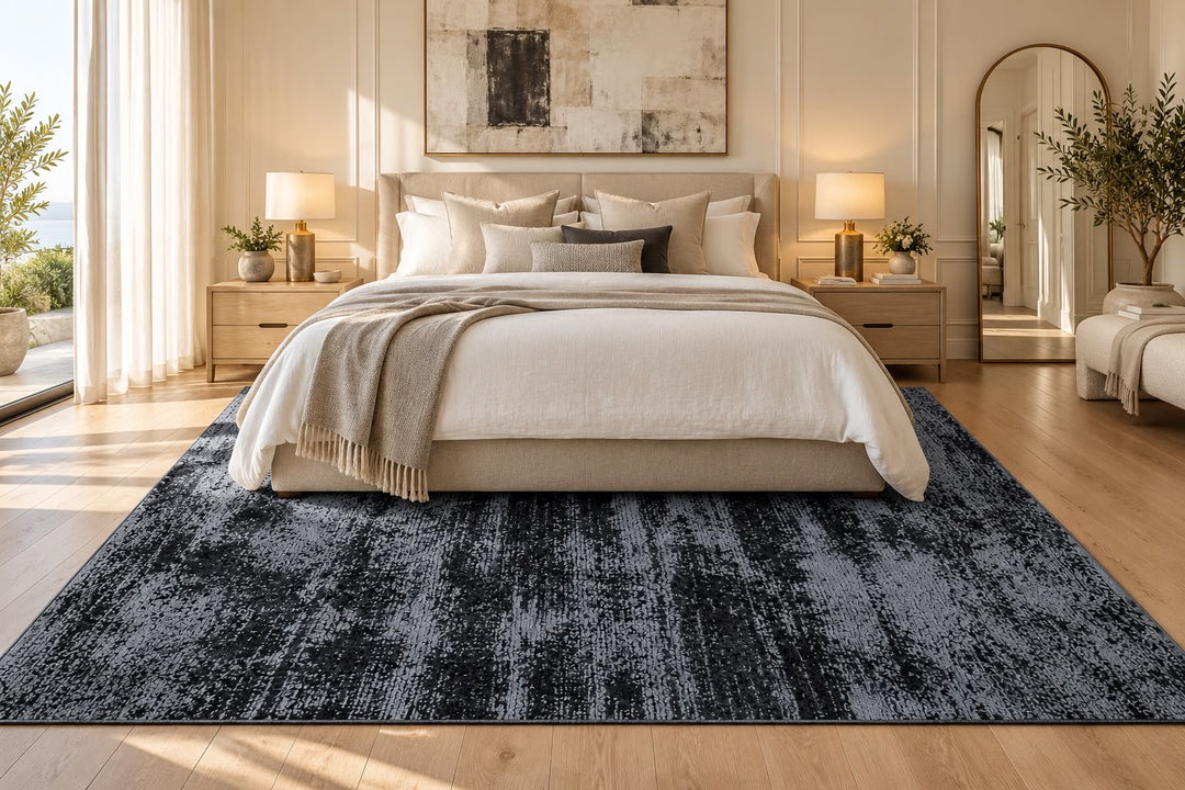 Amora Blade Dark Navy Handloom Rug – 100% Viscose