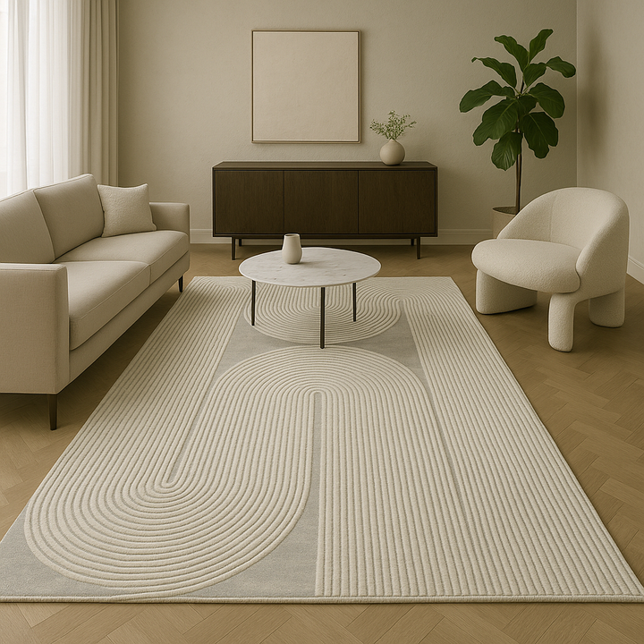 ARIA Viper Modern Rug 100% Wool Ivory Beige Hand Tufted Rug