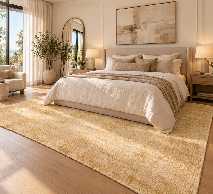 Amora Blade Gold Handloom Rug – 100% Viscose