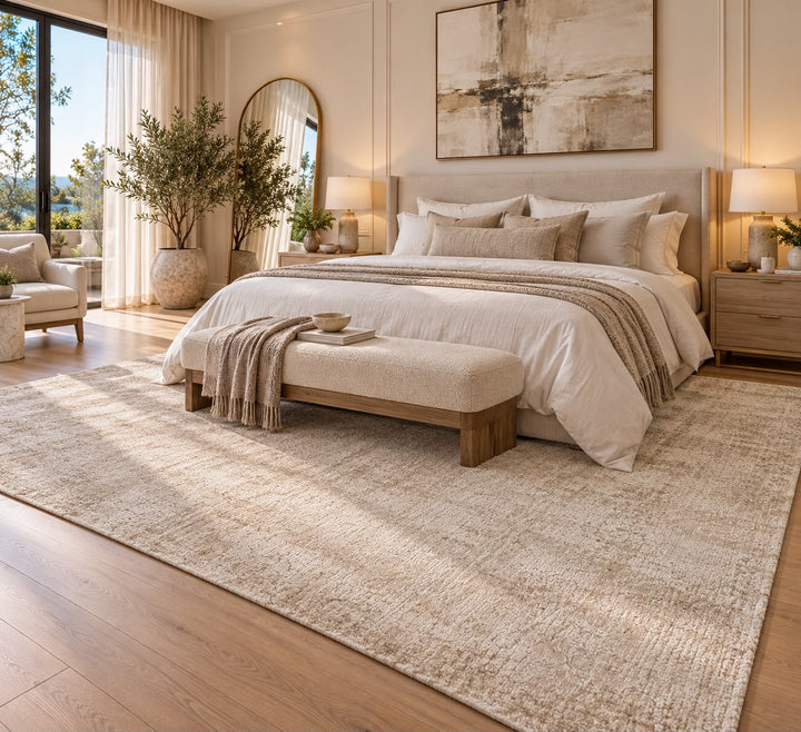 Amora Blade Beige Handloom Rug – 100% Viscose