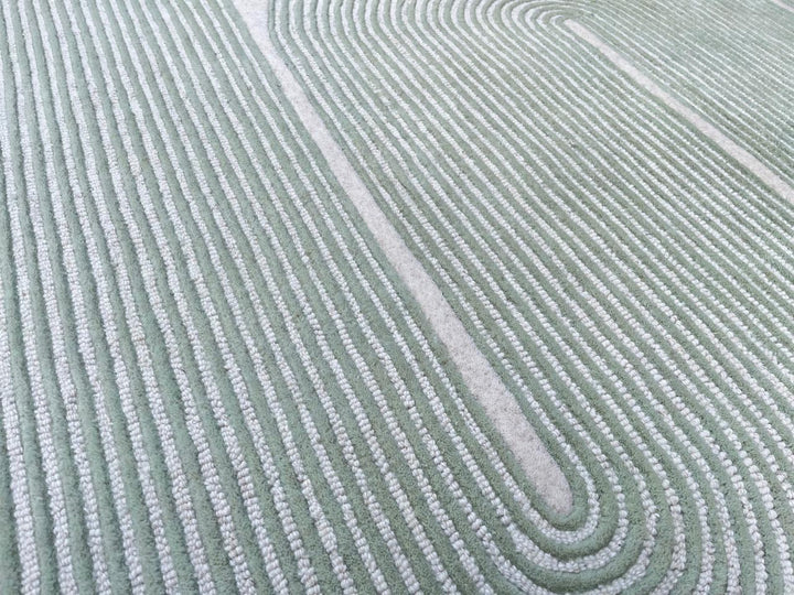 ARIA Viper Modern Rug 100% Wool Soft Fern Green Hand Tufted Rug