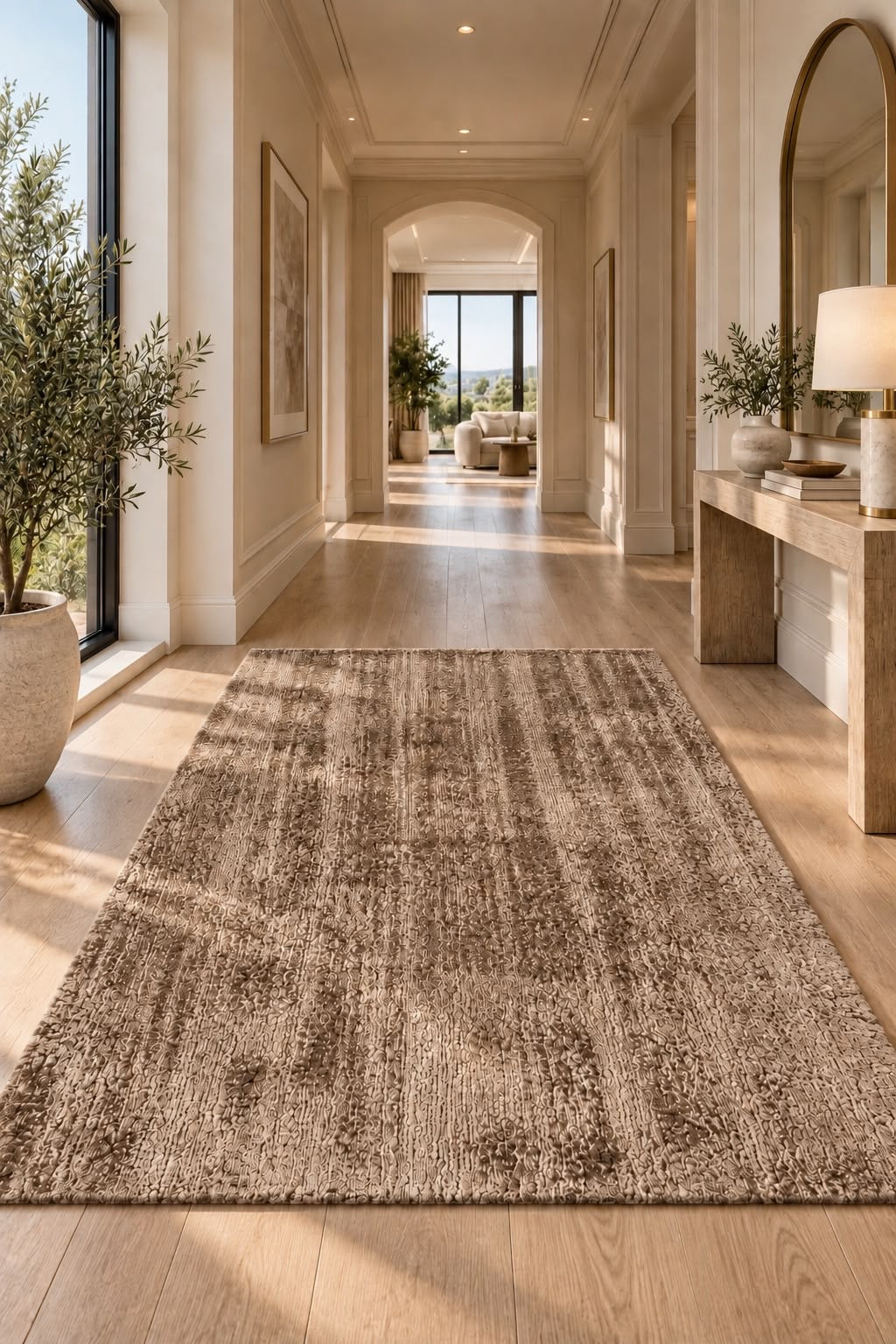 Amora Blade Brown Handloom Rug – 100% Viscose