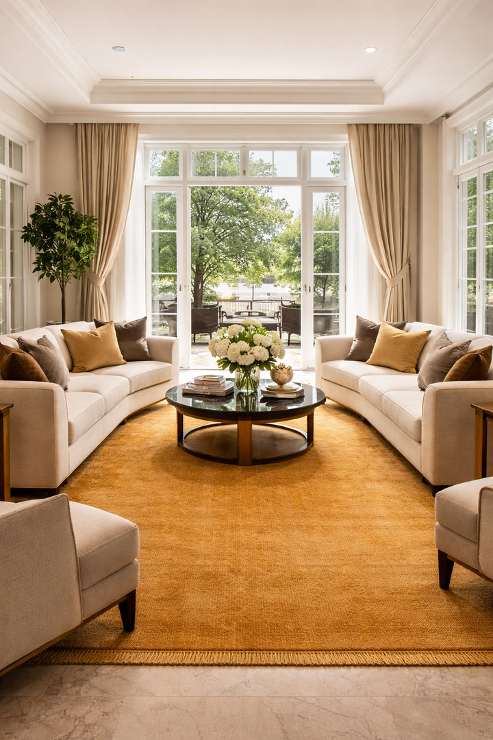 Veloura Aurelia Gold Handloom Knotted Rug 100% Pure Wool