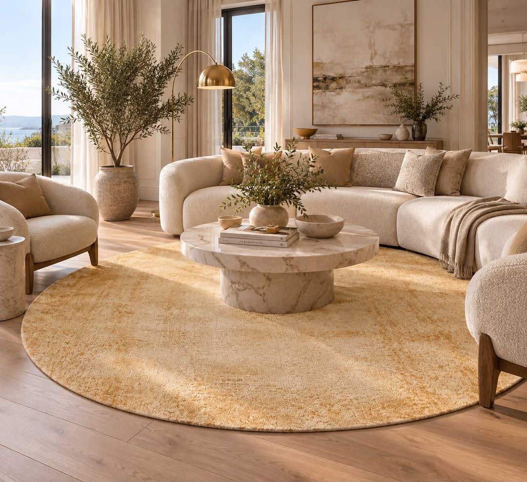Amora Blade Gold Handloom Rug – 100% Viscose