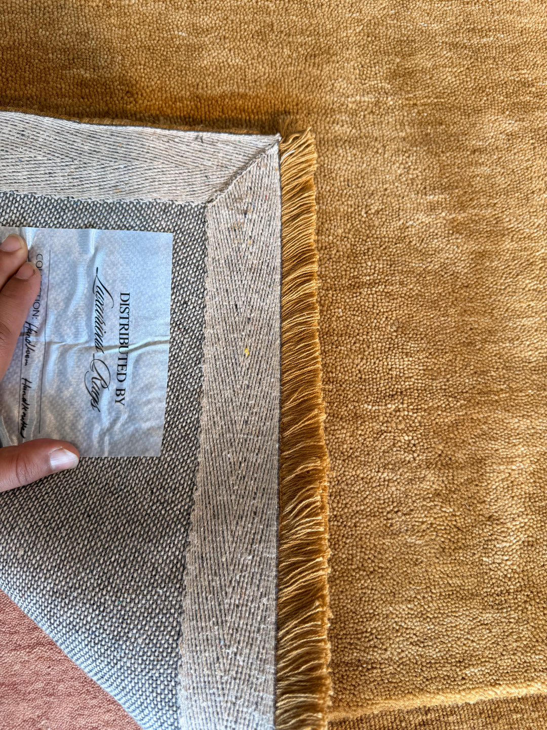 Veloura Aurelia Gold Handloom Knotted Rug 100% Pure Wool