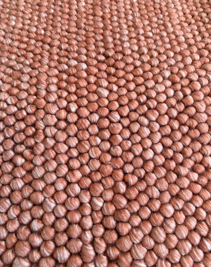 Pebbles Orange and Ivory Color Hand-Woven Wool Rug