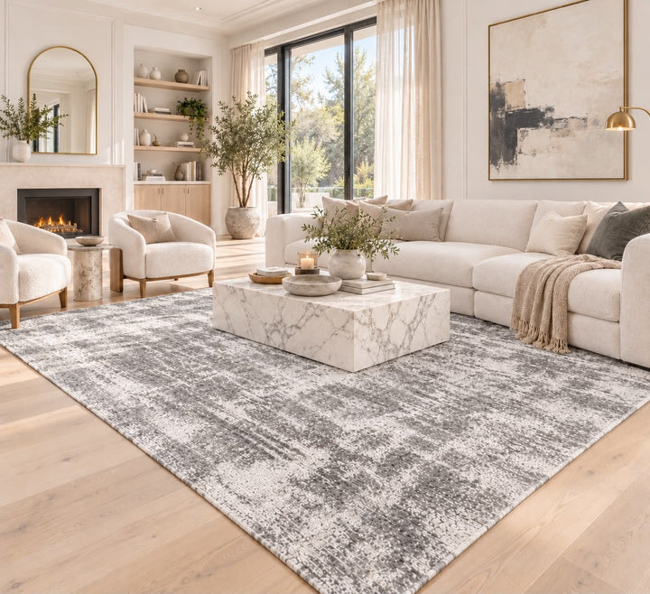 Amora Blade Grey Silver Handloom Rug – 100% Viscose
