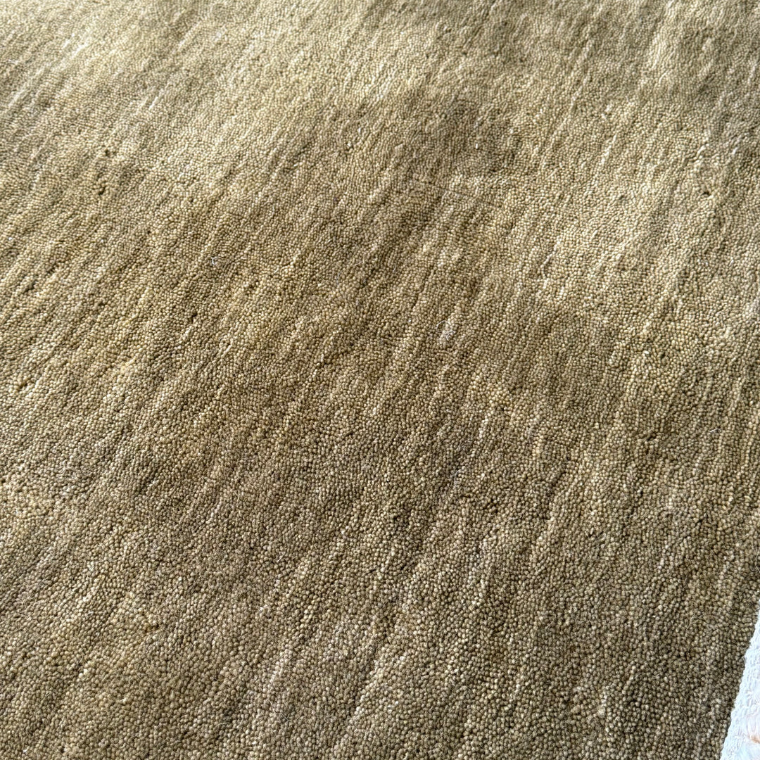 Veloura Olive Green Color Handloom Knotted Rug 100% Pure Wool