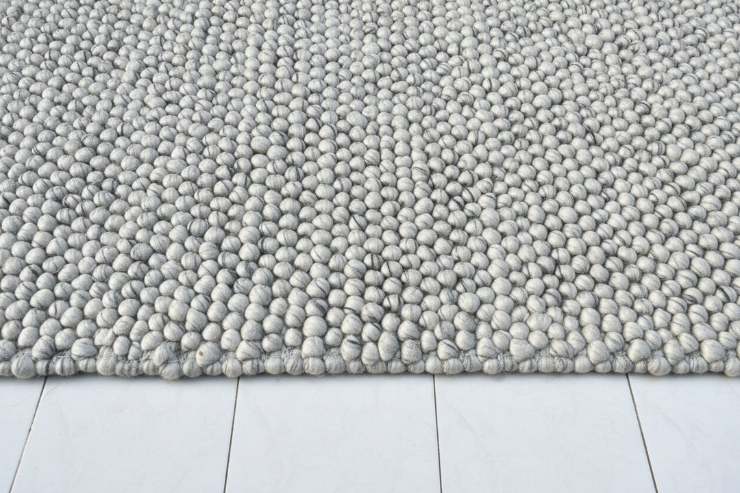 Pebbles Ice Ivory white Grey Hand-Woven wool Rug