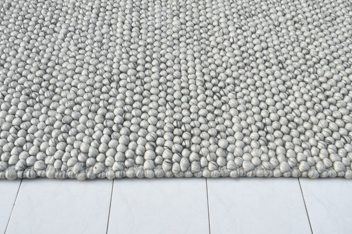 Pebbles Ice Ivory white Grey Hand-Woven wool Rug