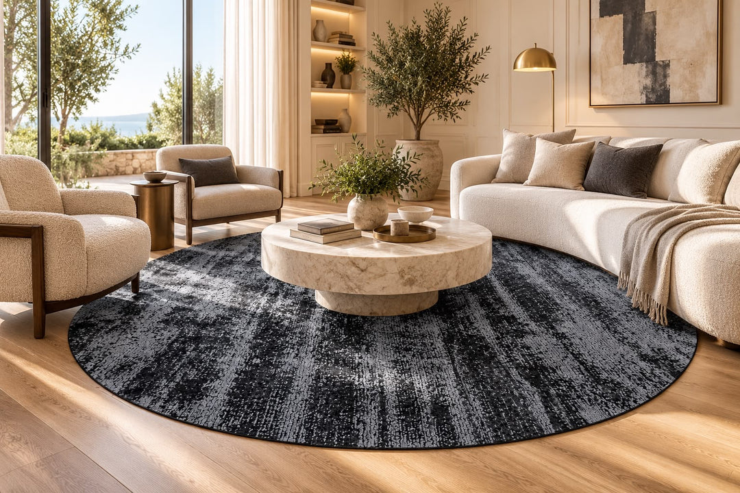 Amora Blade Dark Navy Handloom Rug – 100% Viscose