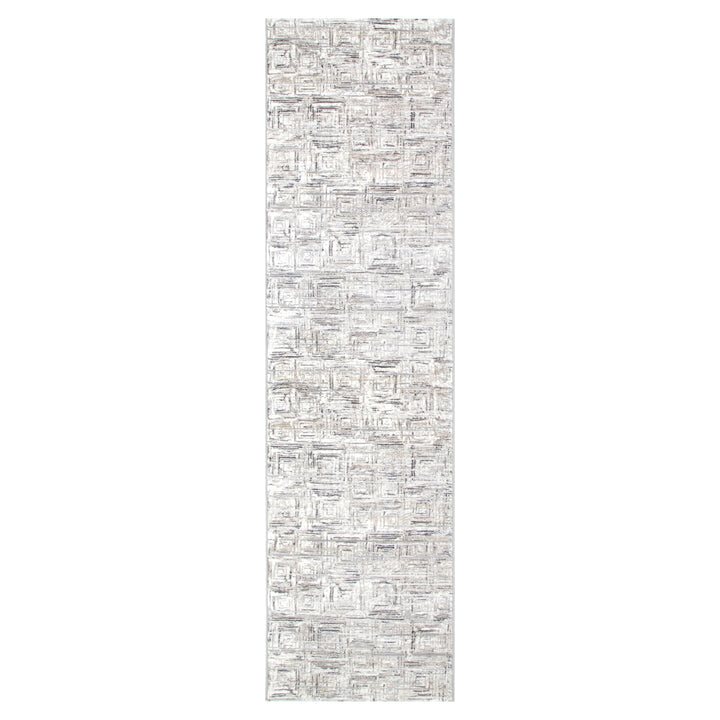 Atina Distressed Geo Squares Grey Rug - AT03