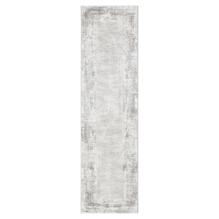 Atina Distressed Border Beige Grey Rug - AT04