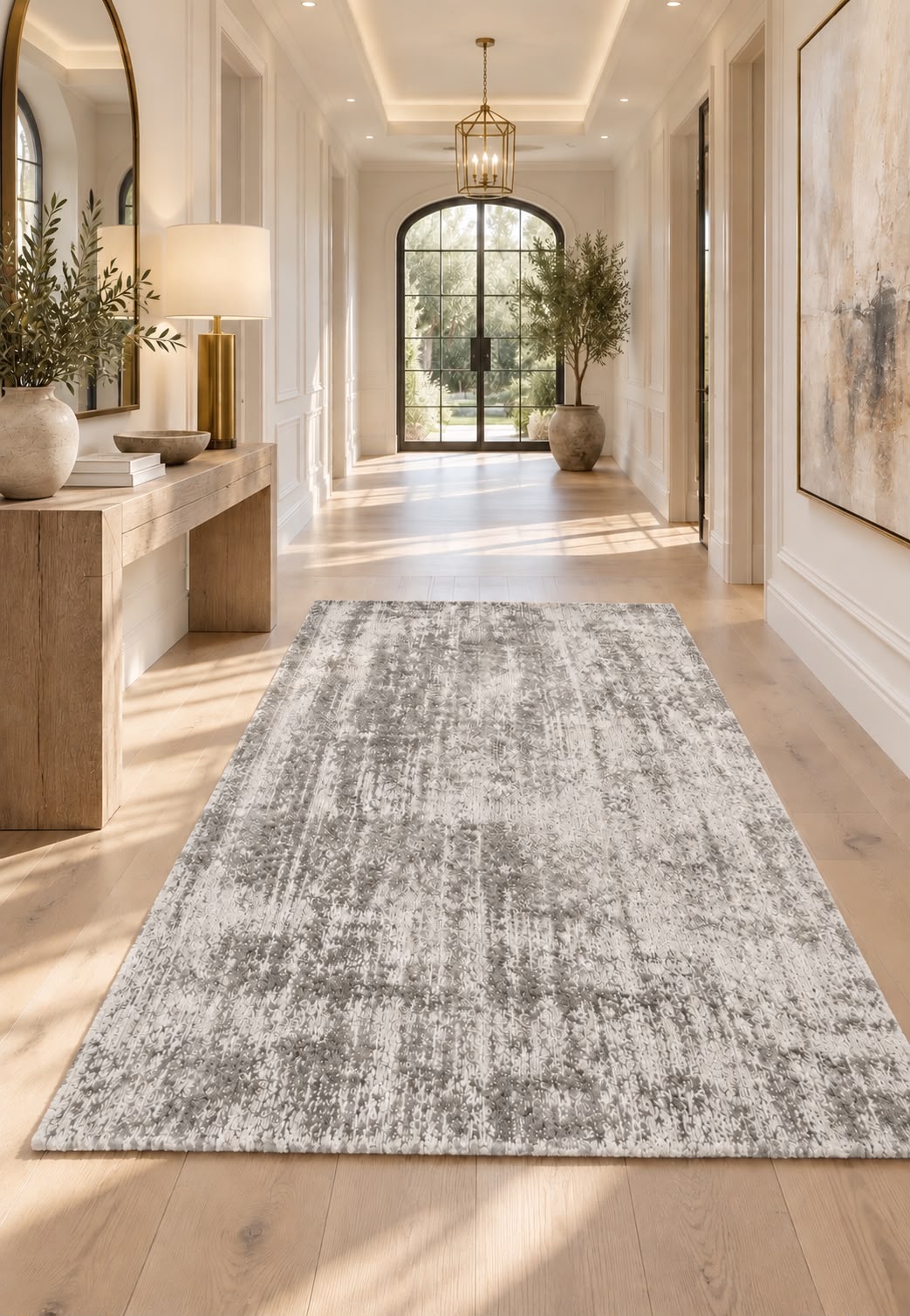 Amora Blade Grey Silver Handloom Rug – 100% Viscose