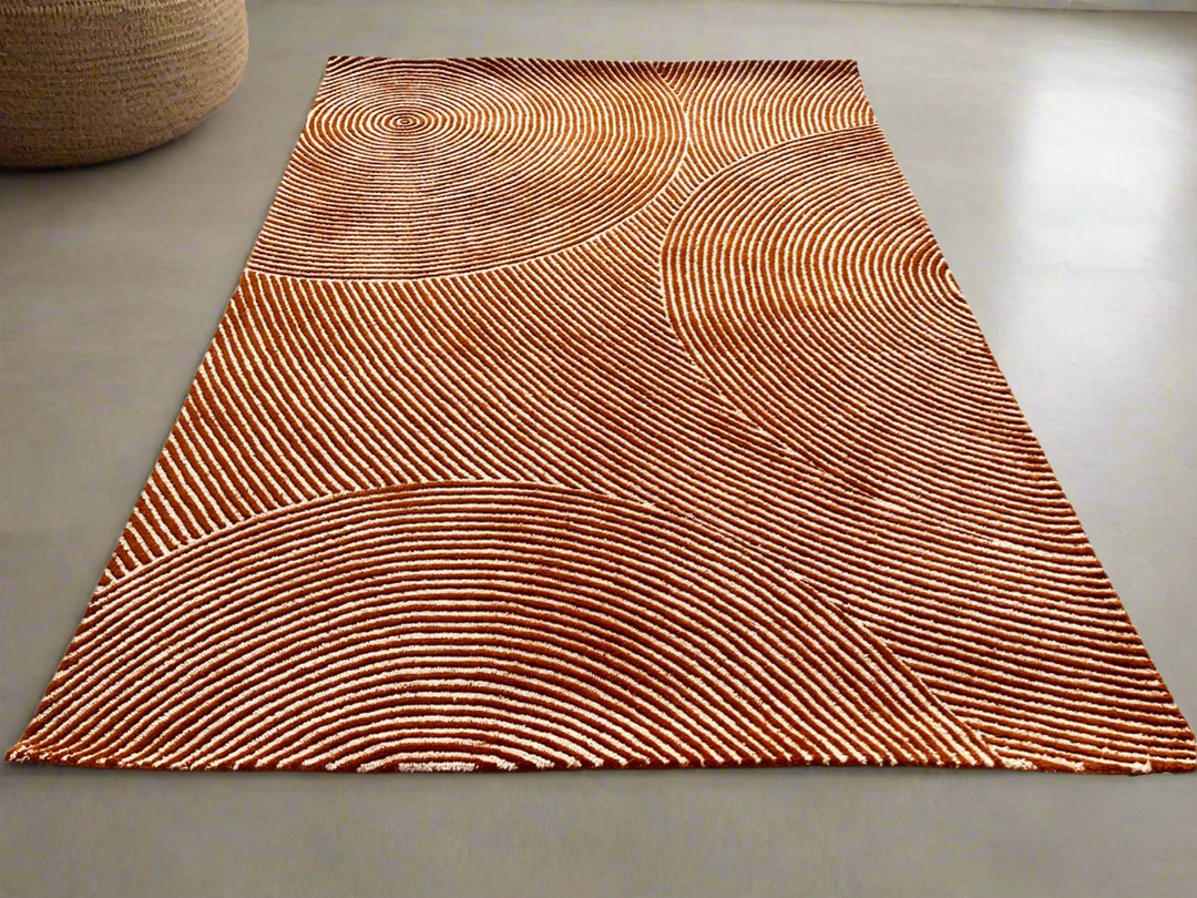 Viper Modern Rug 100% Wool Gold Hand Tufted Rug