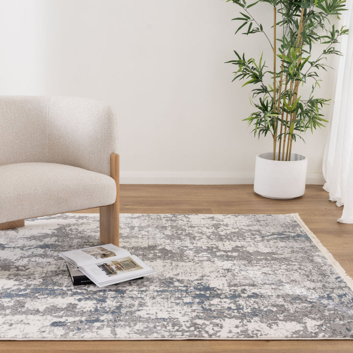 Bohemian Paradise One Modern Grey Blue Rug - 01GBLU