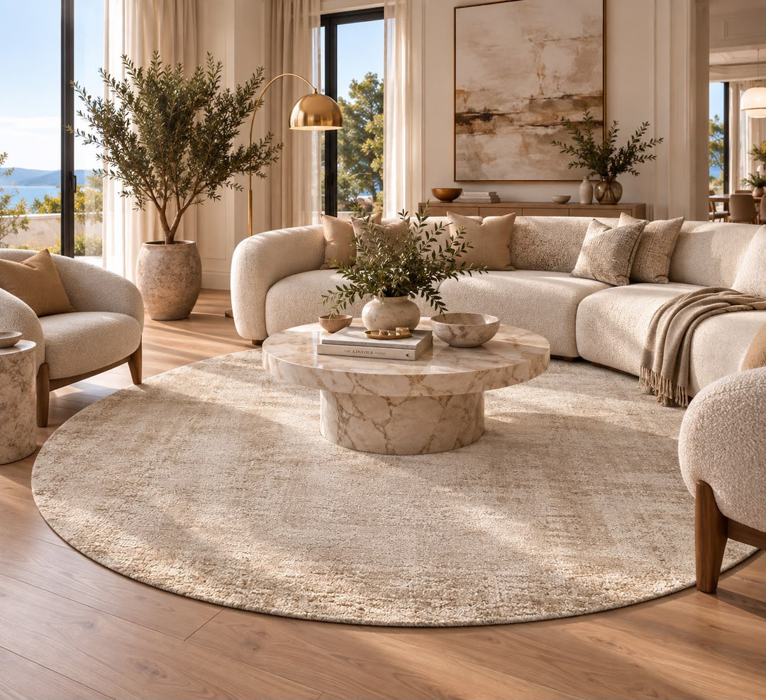 Amora Blade Beige Handloom Rug – 100% Viscose