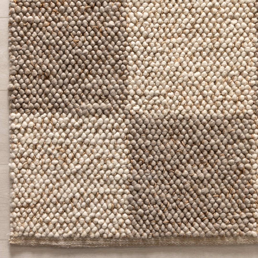Eco Weave Checkered Beige and Ivory Jute and Wool Rug