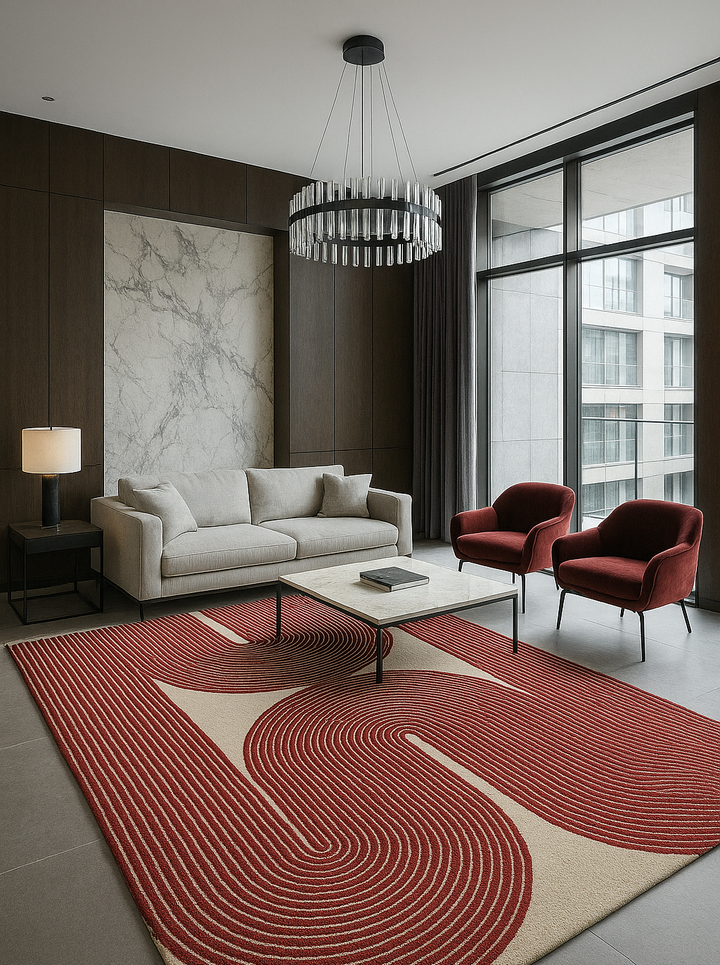 ARIA Viper Modern Rug 100% Wool Watermelon Hand Tufted Rug