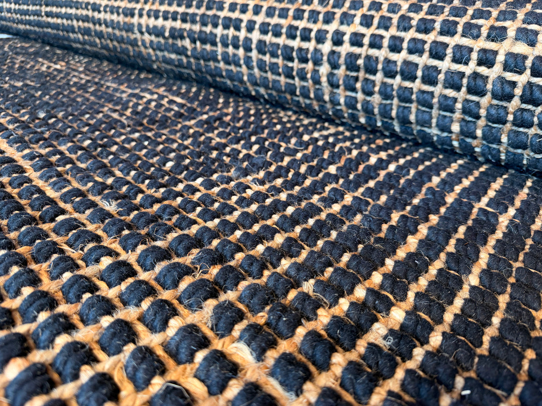Arabella Style Black 70% Wool 30% Jute Floor Rug