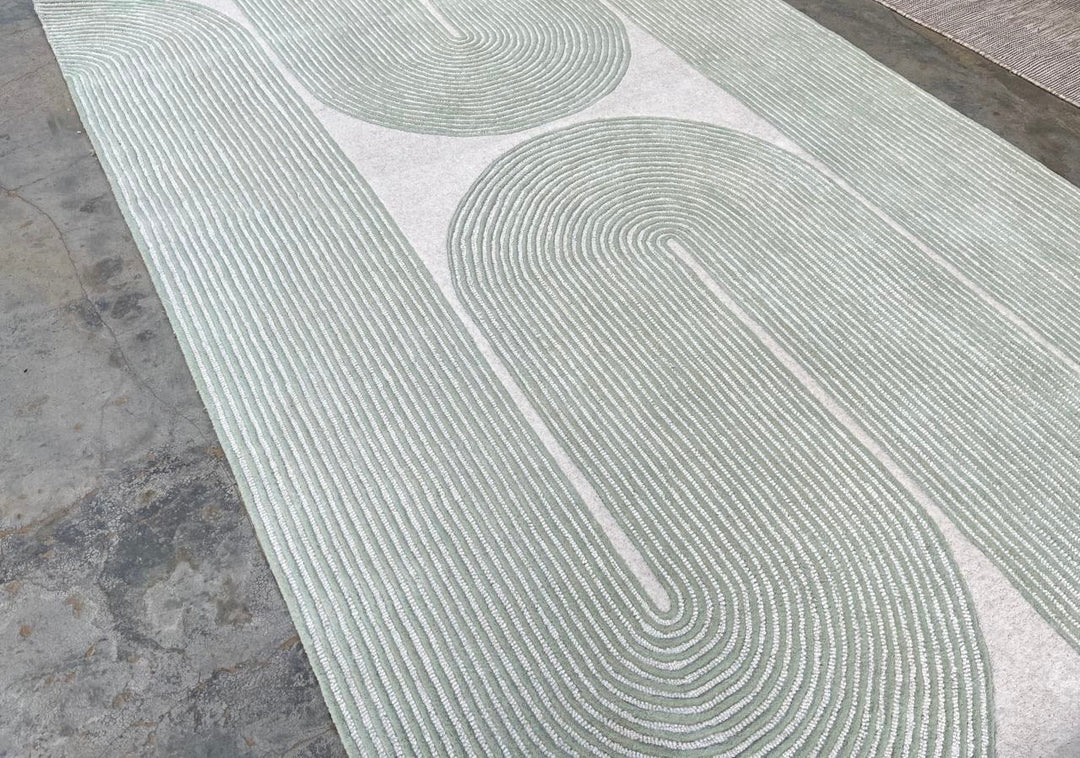 ARIA Viper Modern Rug 100% Wool Soft Fern Green Hand Tufted Rug