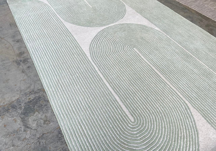 ARIA Viper Modern Rug 100% Wool Soft Fern Green Hand Tufted Rug