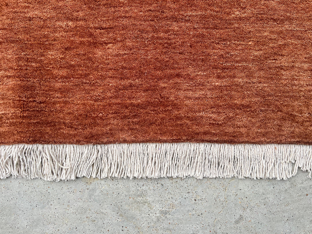 Dazzle Terracotta Flame Color Handloom Knotted Rug 100% Pure Wool