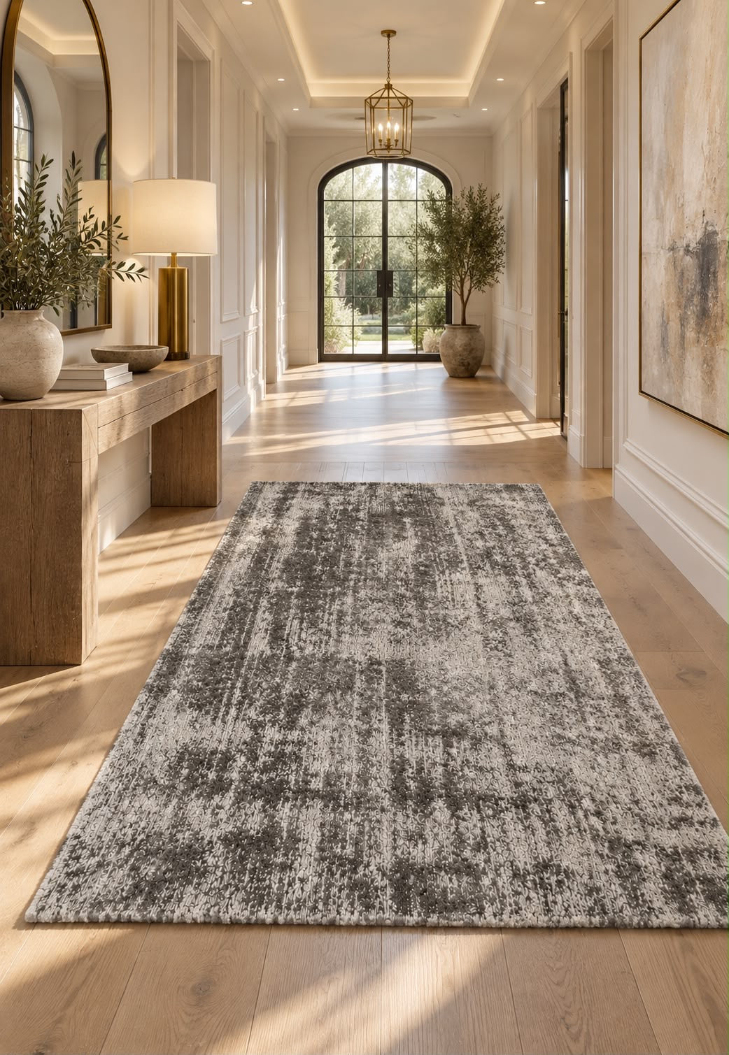 Amora Blade Charcoal Handloom Rug – 100% Viscose
