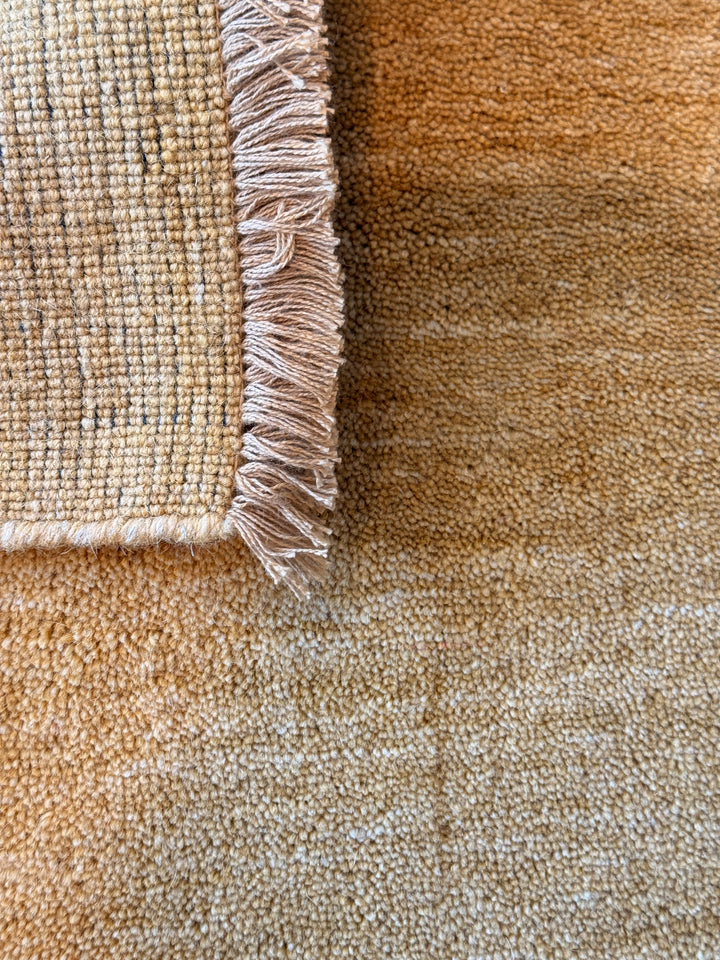 Veloura Amber Ochre Color Handloom Knotted Rug 100% Pure Wool