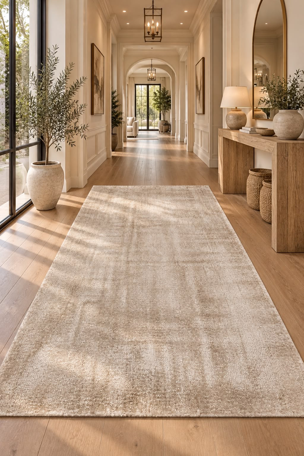 Amora Blade Beige Handloom Rug – 100% Viscose