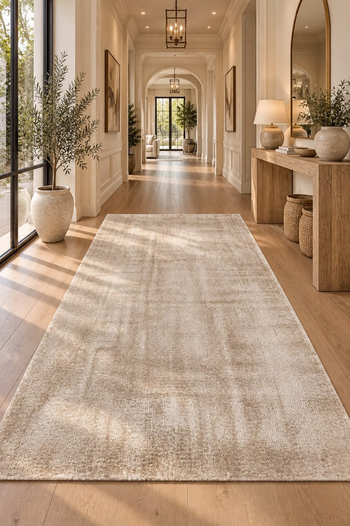 Amora Blade Beige Handloom Rug – 100% Viscose