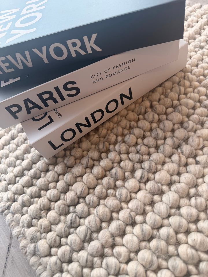 Pebbles Cherry Stony Path Hand Woven Wool and Cotton Blend Rug