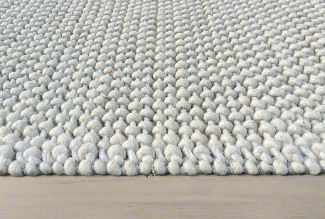 Cloud Weave White Hand Woven Wool and Cotton Blend Rug