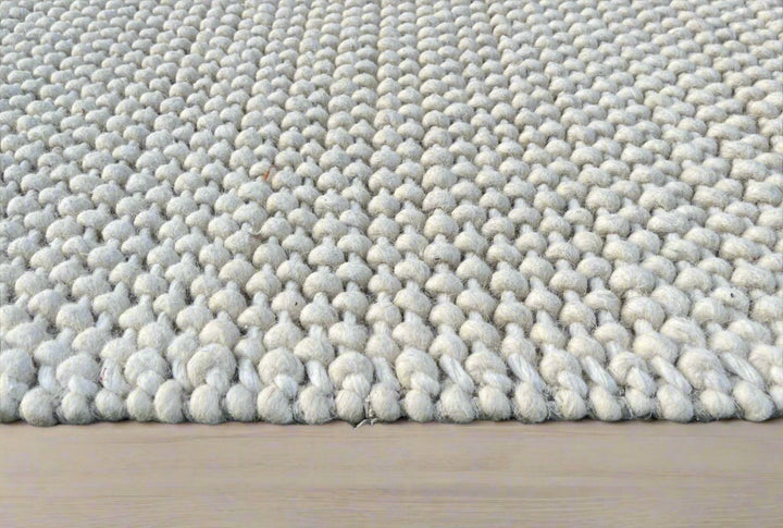 Cloud Weave White Hand Woven Wool and Cotton Blend Rug