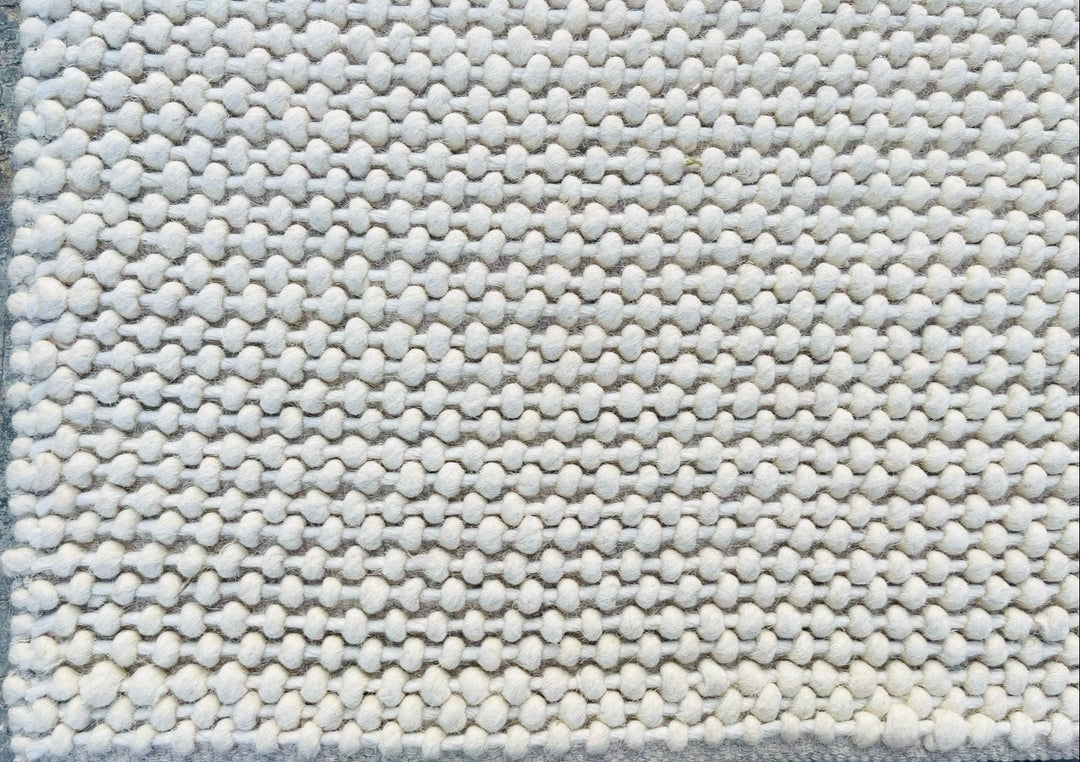 Cloud Weave White Hand Woven Wool and Cotton Blend Rug