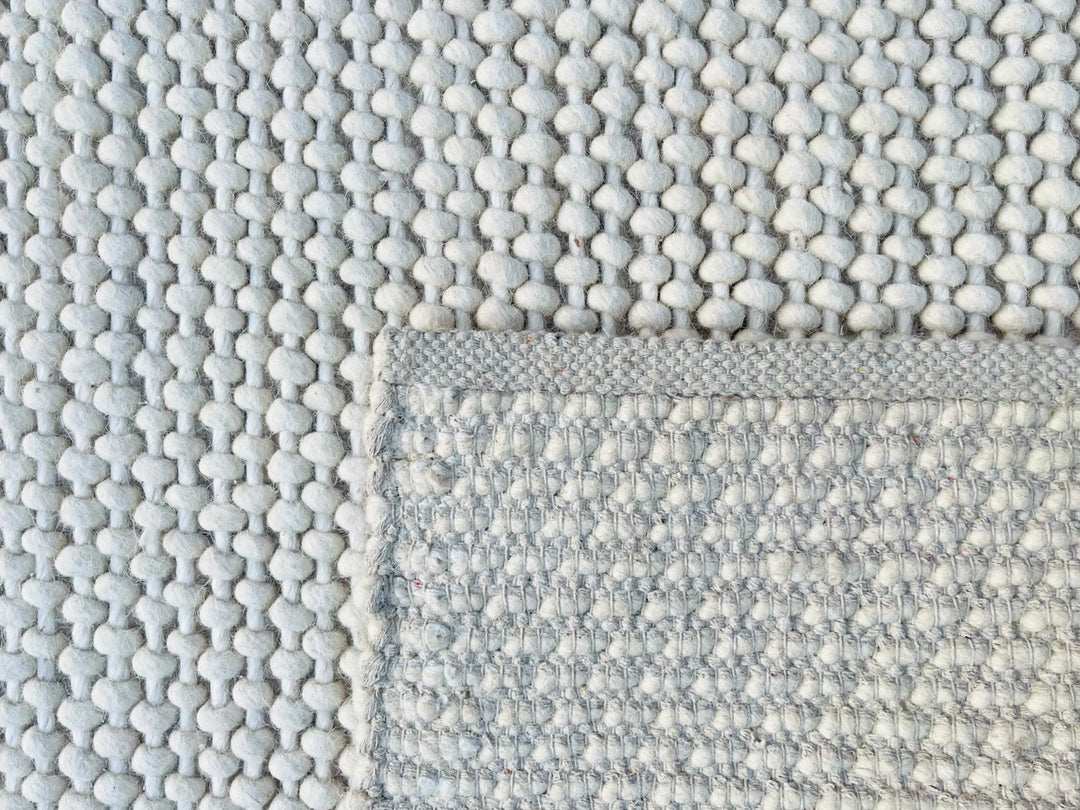Cloud Weave White Hand Woven Wool and Cotton Blend Rug