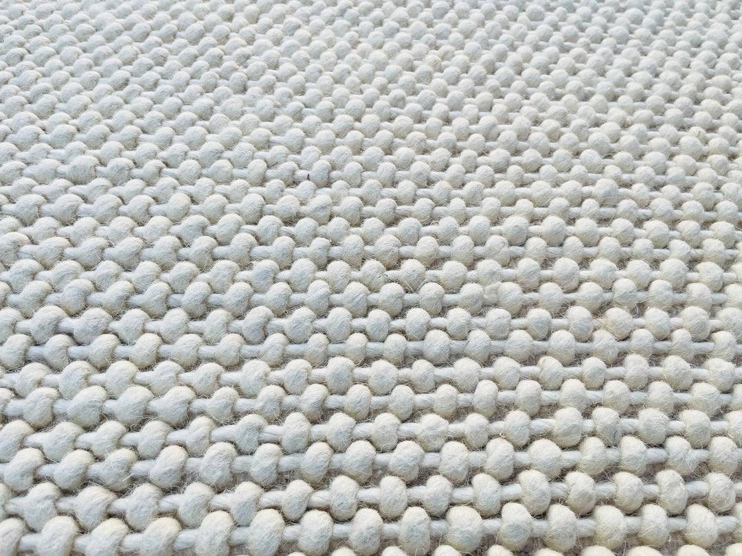 Cloud Weave White Hand Woven Wool and Cotton Blend Rug