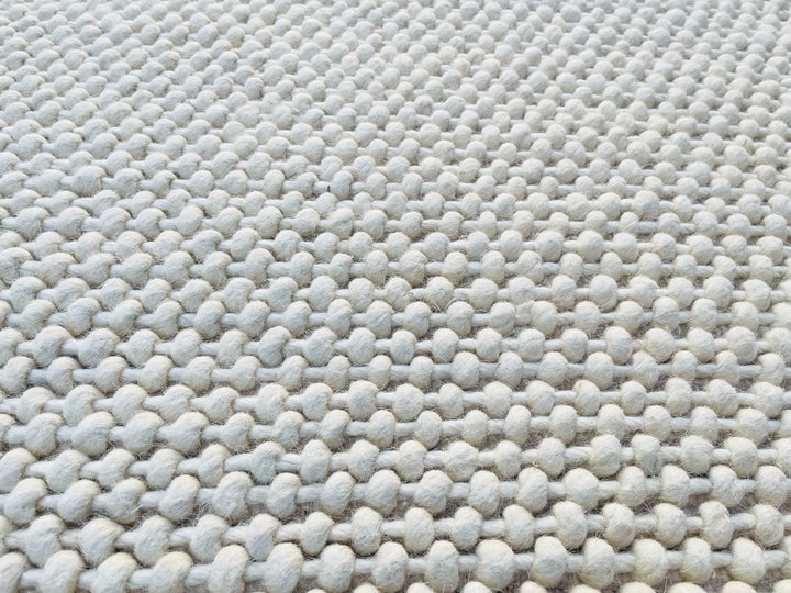 Cloud Weave White Hand Woven Wool and Cotton Blend Rug