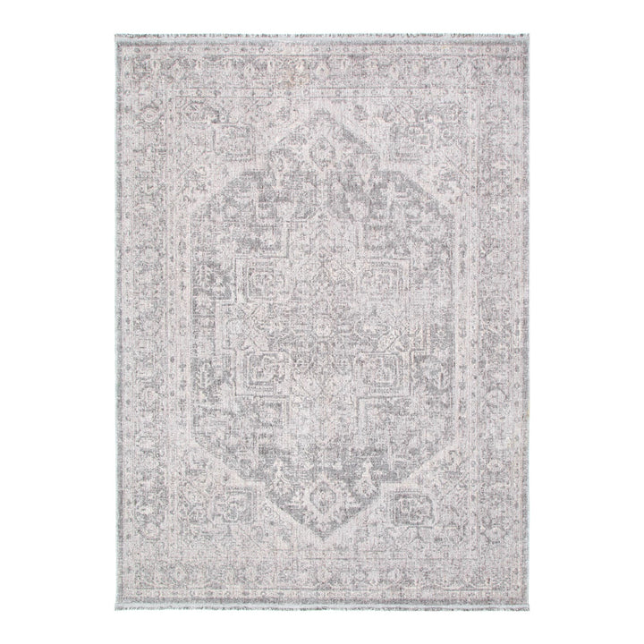 Heritage Distressed Medallion Grey Rug - H103:  (Different Tassel)